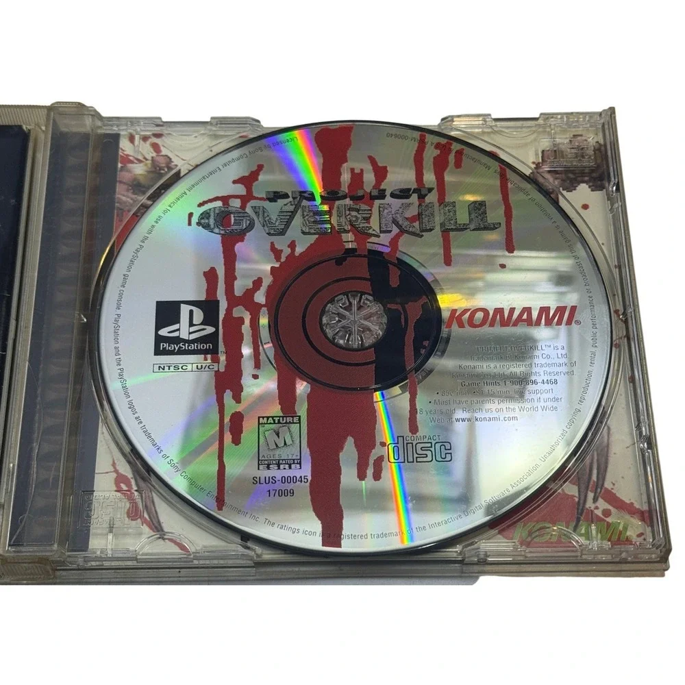 Project Overkill Sony PlayStation 1 PS1 1996 Konami SLUS-00045 Retro Game